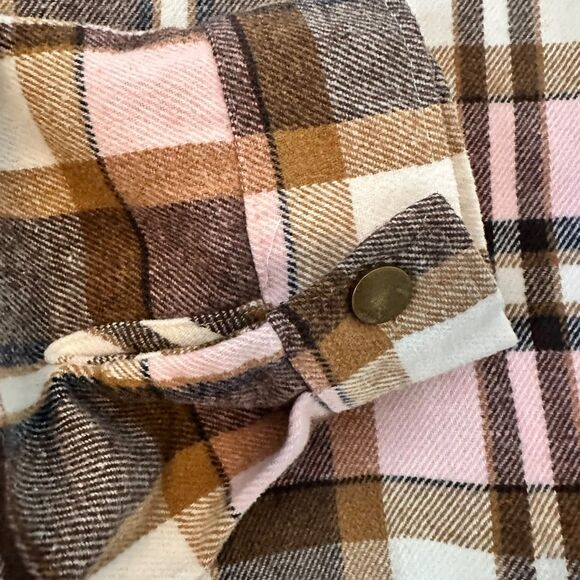 De Sepreso Plaid Brown Pink White Shacket Top Size XXL - Picture 6 of 7